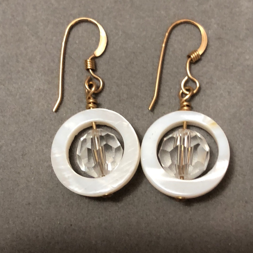 Shell &clear Czech glass earrings
